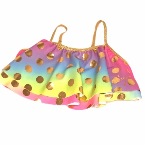 Betsey Johnson Rainbow Polka Dot Bikini, Girls 5 - Picture 10 of 11